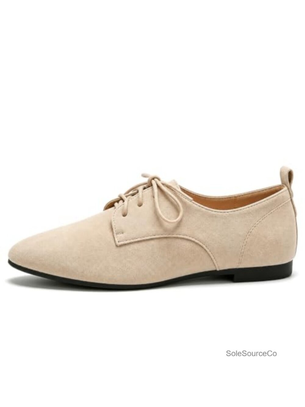 Polished PU Classic Flat Oxfords Pointed Toe Non Slip Lace Up Work Shoes